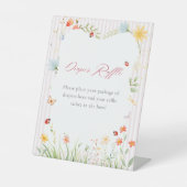 Pink Ladybug Floral Garden Diaper Raffle 台座サイン (正面)