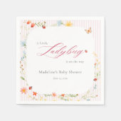 Pink Ladybug Garden Floral Baby Shower スタンダードカクテルナプキン (正面)
