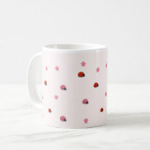 Pink Ladybug Garden Pattern Mug コーヒーマグカップ (正面左)