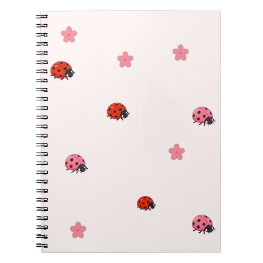 Pink Ladybug Garden Pattern Notebook ノートブック (正面)