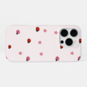 Pink Ladybug Garden Pattern Phone Case iPhoneケース (裏面横)