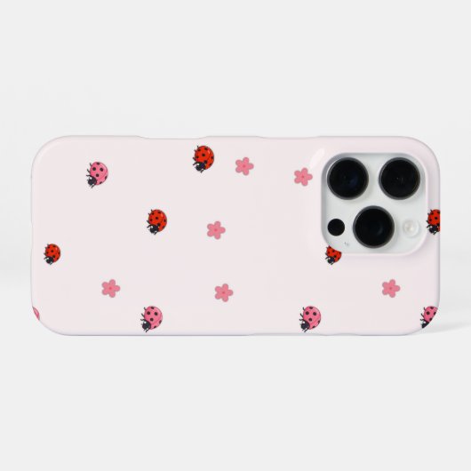 Pink Ladybug Garden Pattern Phone Case iPhoneケース (裏面横)