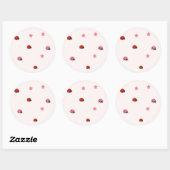 Pink Ladybug Garden Pattern Sticker ラウンドシール (シート)