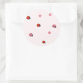 Pink Ladybug Garden Pattern Sticker ラウンドシール (バッグ)