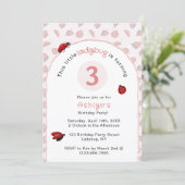 Pink Ladybug Girls Birthday  Invitation 招待状 (スタンド正面)