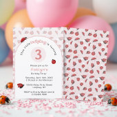 Pink Ladybug Girls Birthday  Invitation 招待状