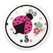 Pink Ladybug Monogram セラミックノブ (正面)