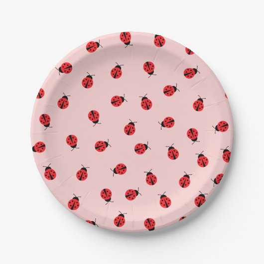 Pink Ladybug Paper Plates ペーパープレート (正面)