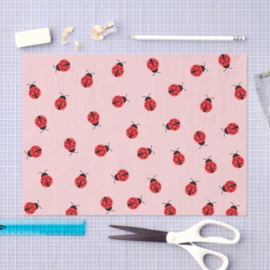 Pink Ladybug Tissue Paper 薄葉紙 (クラフト)