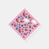 Pink Ladybugs Cute Spring Napkins スタンダードカクテルナプキン (角)