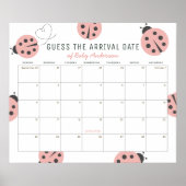 Pink Ladybugs Guess The Due Date Calendar ポスター (正面)
