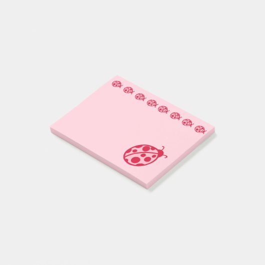 Pink Ladybugs Post It Notes ポストイット (アングル)