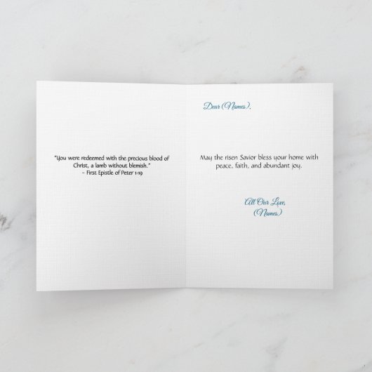 Pink Lamb of God Easter カード (内部)