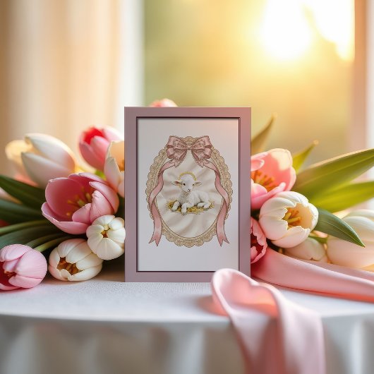 Pink Lamb of God Easter カード