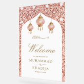 Pink Lantern Rose Gold Muslim Wedding Welcome アクリルサイン (傾斜)