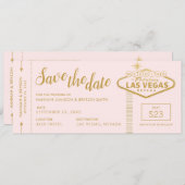 Pink Las Vegasボーディングパス日付カードを保存 案内状 (正面/裏面)