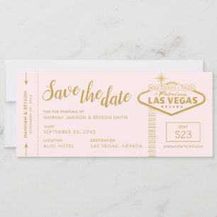 Pink Las Vegasボーディングパス日付カードを保存 案内状
