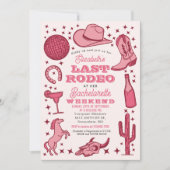 Pink Last Rodeo Cowgirl Bachelorette Weekend 招待状 (正面)