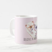 Pink Lavender Floral Heart Butterflies コーヒーマグカップ (正面左)