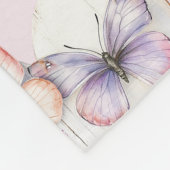 Pink Lavender Floral Heart Butterflies Birthday フリースブランケット (角)