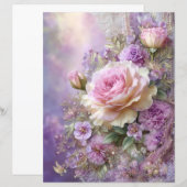 Pink Lavender Flowers Junk Journal Scrapbook Paper (正面/裏面)