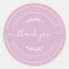Pink Lavender Homemade Thank You Label ラウンドシール