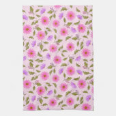 Pink Lavender Lacy Daisy キッチンタオル (縦)