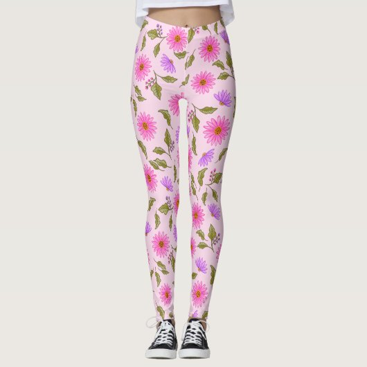 Pink Lavender Lacy Daisy Leggings レギンス (正面)