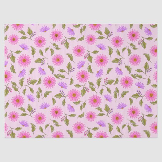 Pink Lavender Lacy Daisy Tissue Paper 薄葉紙 (正面)