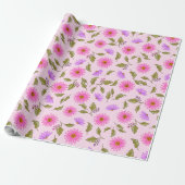 Pink Lavender Lacy Daisy Wrapping Paper ラッピングペーパー (アンロールド)
