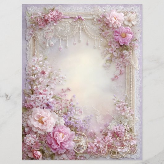 Pink Lavender Vintage Junk Journal Scrapbook Paper (正面)