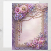 Pink Lavender Vintage Junk Journal Scrapbook Paper (正面/裏面)