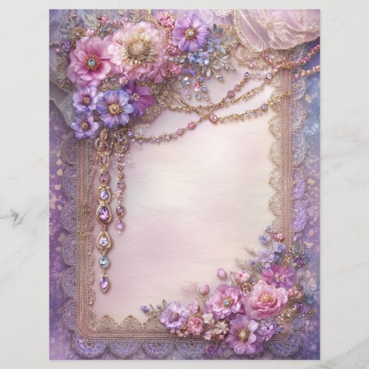Pink Lavender Vintage Junk Journal Scrapbook Paper (正面)