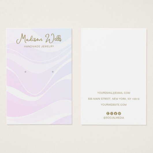 Pink Lavender Waves  Earring Display Holder (正面&裏面)