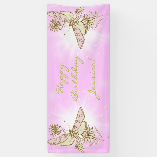 Pink Lemon Lime Butterfly Banner 横断幕 (縦)