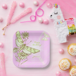 Pink Lemon Lime Butterfly Throw Pillow ペーパープレート