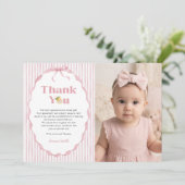 Pink Lemon Themes Baby Shower Photo Thank You Card (スタンド正面)