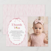 Pink Lemon Themes Baby Shower Photo Thank You Card (正面/裏面)