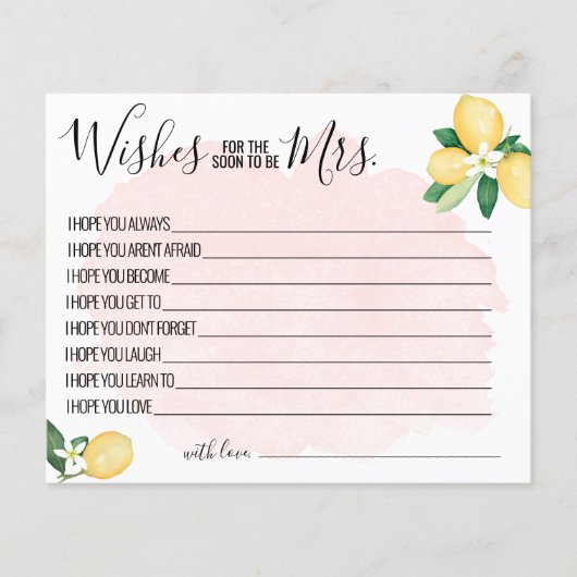 Pink Lemon Wishes for the Soon be Mrs.ゲームカード チラシ (正面)
