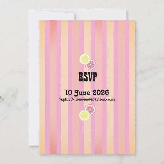 Pink Lemonade Birthday 招待状 (裏面)