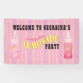 Pink Lemonade Birthday Welcome Vintage Striped 横断幕 (横)