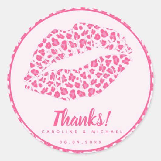 Pink Leopardキス結婚-'Thank You' ラウンドシール (正面)