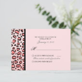Pink LeopardプリントカスタムRSVP 出欠カード (スタンド正面)