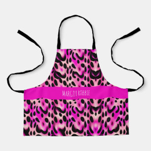 Pink Leopard 3D幾何学模様 エプロン