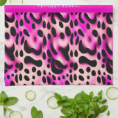 Pink Leopard 3D幾何学模様 キッチンタオル (折り畳み)