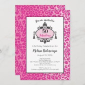 Pink Leopard 50 & Fabuous Happy 50誕生日 招待状 (正面/裏面)