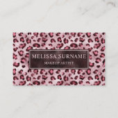 Pink Leopard Animal Print Faux Foil Makeup Artist 名刺 (正面)