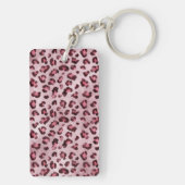 Pink Leopard Animal Print With Faux Foil And Name キーホルダー (裏面)