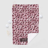 Pink Leopard Animal Print With Faux Foil And Name ゴルフタオル (インサイチュ)