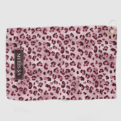 Pink Leopard Animal Print With Faux Foil And Name ゴルフタオル (横)